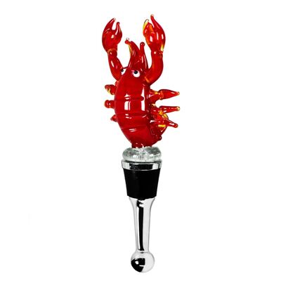 Lobster bottle stopper for champagne, wine and sparkling wine, height 12 cm, Murano glass type, handmade
