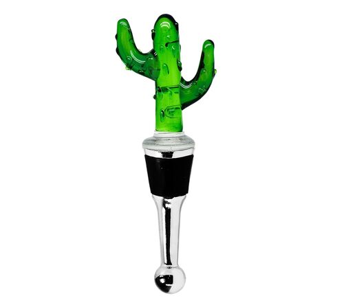 Flaschenverschluss Kaktus für Champagner, Wein und Sekt, Höhe 13 cm, Muranoglas-Art, Handarbeit