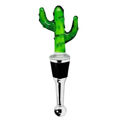 Bottle stopper cactus for champagne, wine and sparkling wine, height 13 cm, Murano glass type, handmade