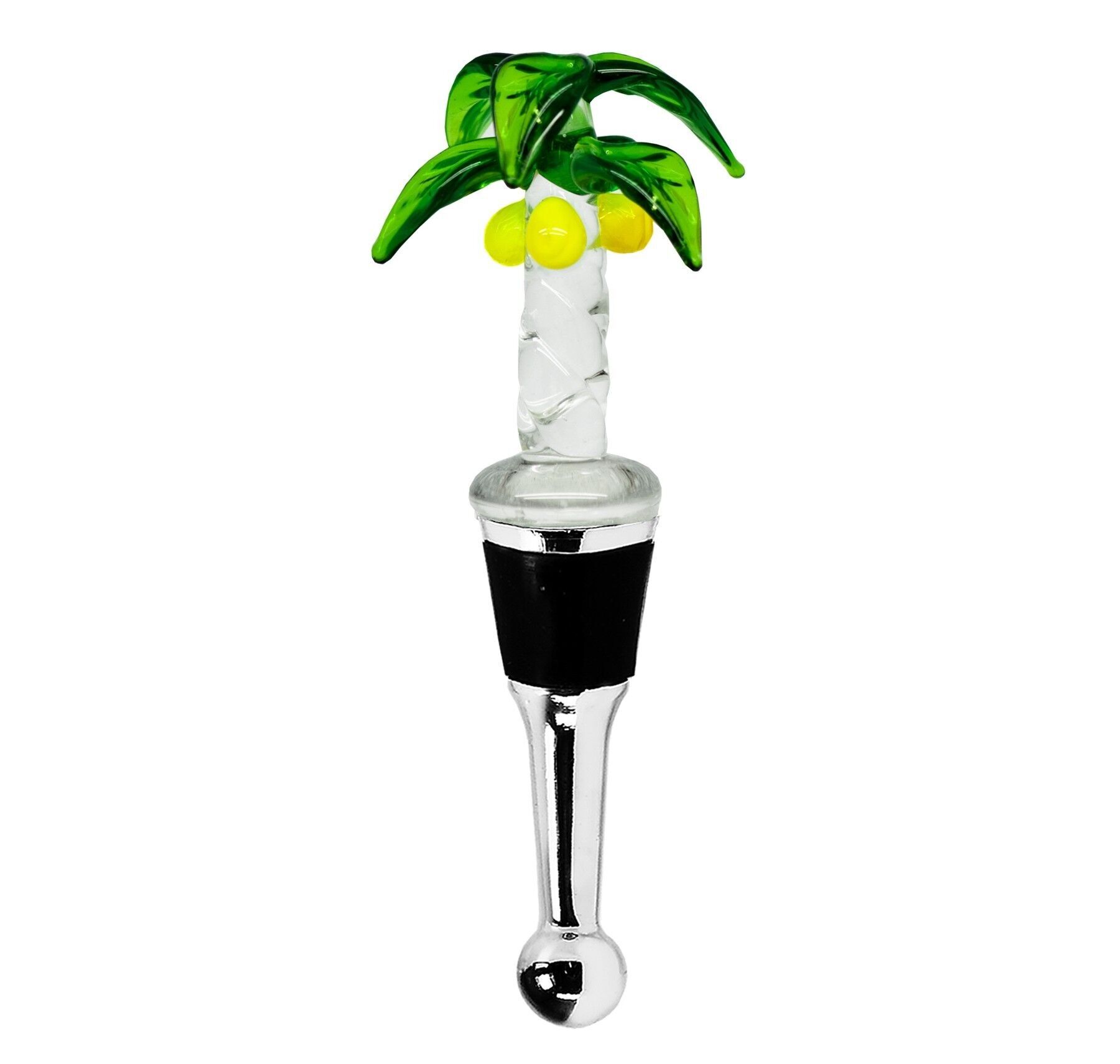 Bottle stopper palm for champagne, wine and sparkling wine, height 11 cm, Murano glass type, handmade