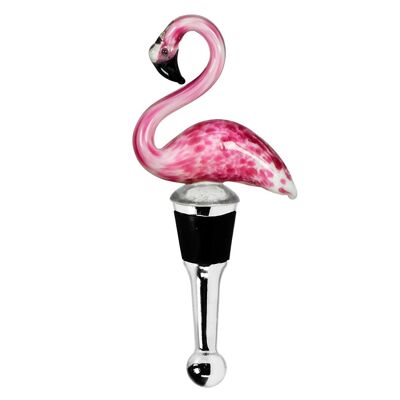 Flaschenverschluss Flamingo für Champagner, Wein und Sekt, Höhe 13 cm, Muranoglas-Art, Handarbeit