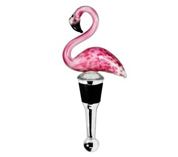 Bouchon de bouteille Flamingo pour champagne, vin et vin mousseux, hauteur 13 cm, type verre de Murano, fait main 1