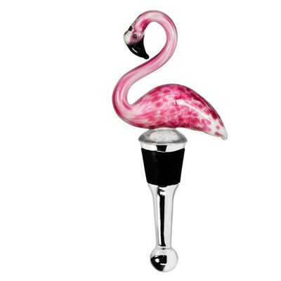 Tapón de botella Flamingo para champagne, vino y vino espumoso, altura 13 cm, tipo cristal de Murano, hecho a mano