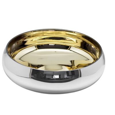 Ciotola Ciotola decorativa Ticino, vetro, colore argento esterno, oro interno, diametro 30 cm