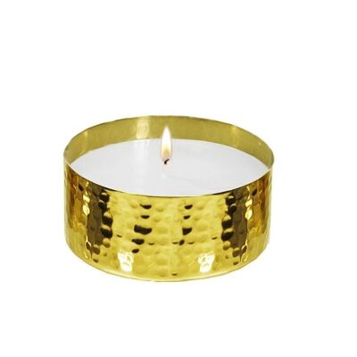 Portacandela Ina con imbottitura per candele, aspetto dorato, diametro 12 cm, altezza 6 cm