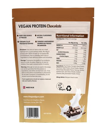 Chocolat protéiné végétalien, sachet de 500 g 2
