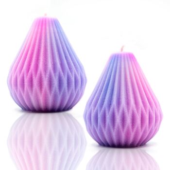 BOUGIES LANTERNE EN FORME DE POIRE ORIGAMI VIOLET ET ROSE - LOT DE 2 2