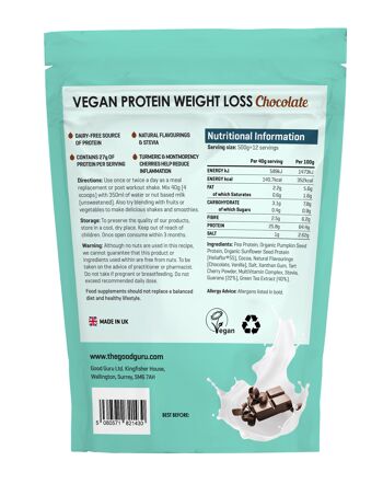 Sac de chocolat de perte de poids protéiné végétalien 500 g 2