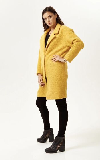 AW21/22-Manteau Liquorish Cocoon en Jaune Moutarde- Taille 8 5