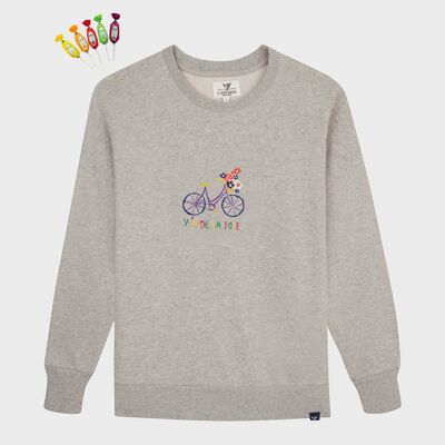 Sweat Y'a de la joie vélo - Gris