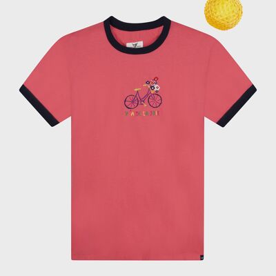 T-shirt Y'a de la joie vélo - Rose