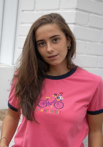 T-shirt Y'a de la joie vélo - Rose 2