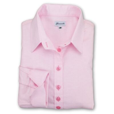 Grenouille Camicia Oxford in cotone rosa a maniche lunghe da donna