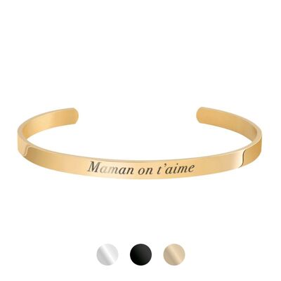 Bracciale in acciaio inossidabile dorato "Maman ti amiamo"