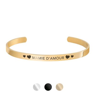 Bangle bracelet with golden message "MAMIE D'AMOUR"
