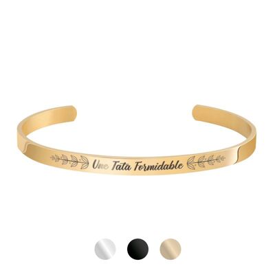 Bangle bracelet with golden message "A wonderful tata"
