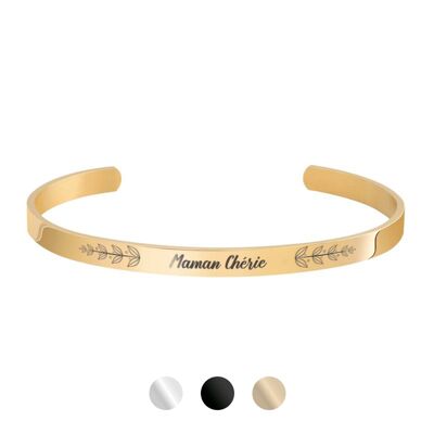 Brazalete dorado con mensaje "Maman Chérie"