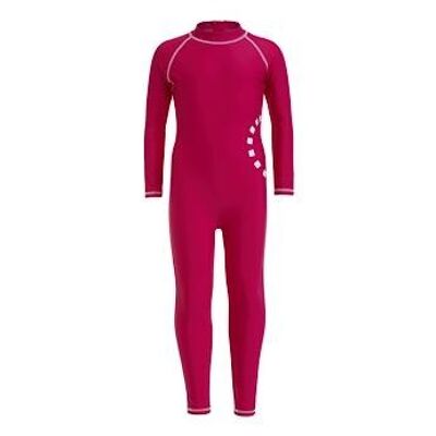 Magenta/ white long-sleeved all-in-one swimsuit