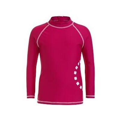 Magenta/ white long-sleeved rash top (zipped)