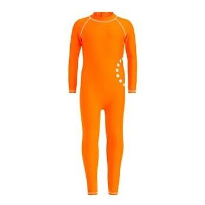 Orange/ white long-sleeved all-in-one swimsuit