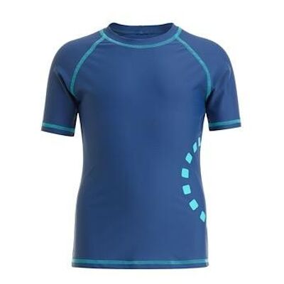 Blue/ turquoise short-sleeved rash top