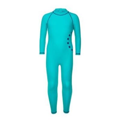 Turquoise/ blue long-sleeved all-in-one swimsuit