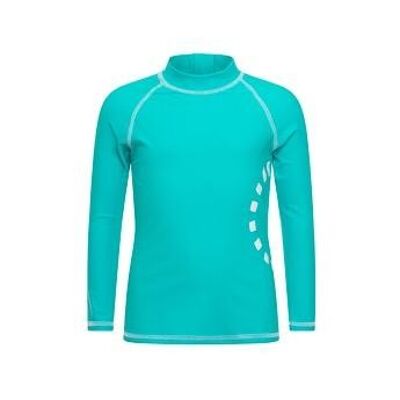 Turquoise/ white long-sleeved rash top (zipped) - 10/11y