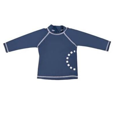 Blue/ white long-sleeved rash top (zipped) - 12/24m