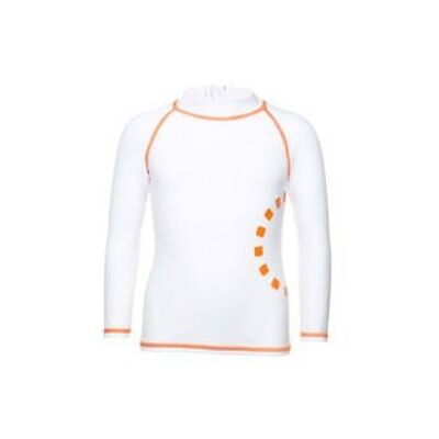 White/ orange long-sleeved rash top (zipped) - 2/3y