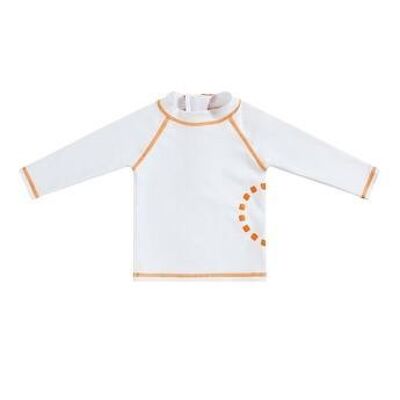 White/ orange long-sleeved rash top (zipped) - 12/24m