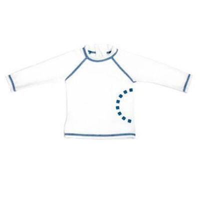 White/ blue long-sleeved rash top (zipped) - 6/12m