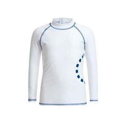 White/ blue long-sleeved rash top (zipped) - 6/7y