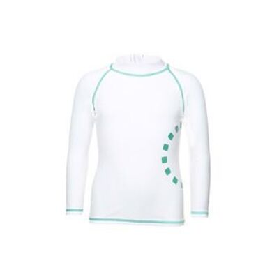 White/ turquoise long-sleeved rash top (zipped)