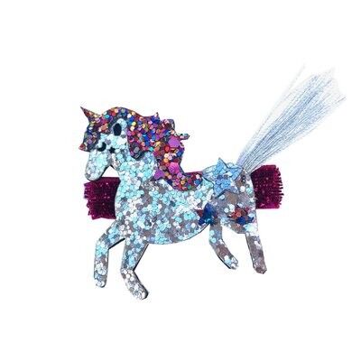 Unicorn with Tail Clip Silver
