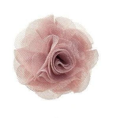 Clip fiore in tulle rosa antico