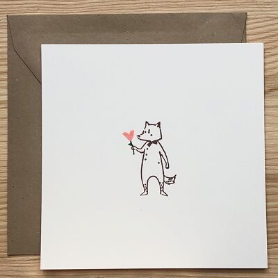 Card Fox with Heart