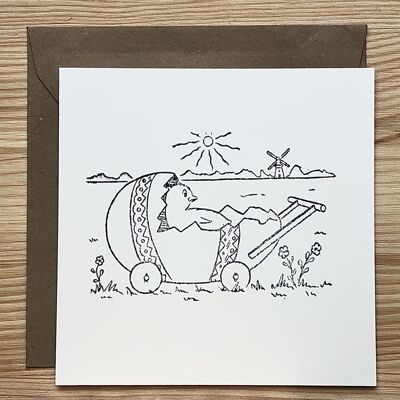 Coloring Page Card Easter Egg Buggy