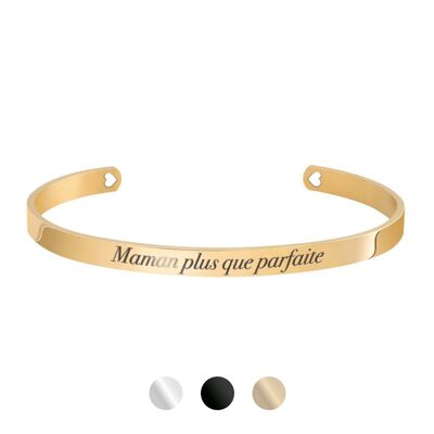 BRACELET JONC doré MESSAGE "Maman plus que parfaite" | Coeur