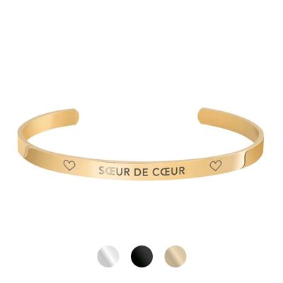 Bracelet manchette message dore "sœur de cœur"