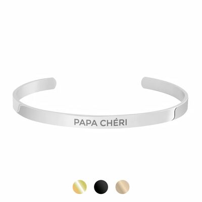 Bracelet jonc Argenté "PAPA CHERI"
