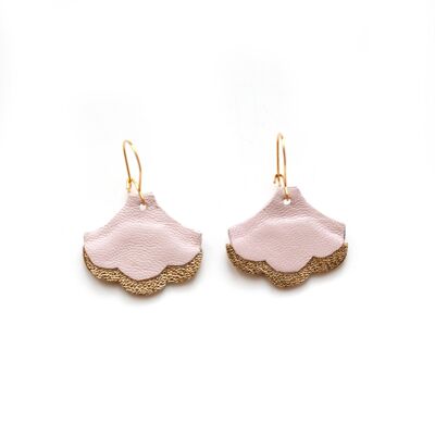 Ginkgo Art Deco earrings - light pink leather