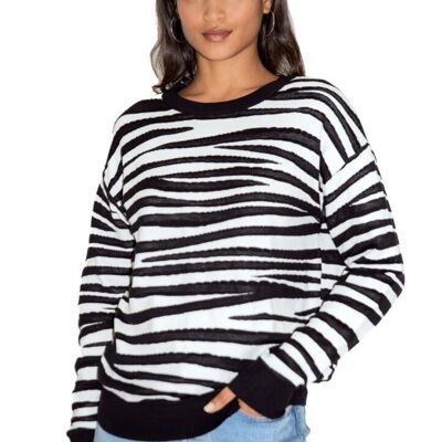 AW21/22-Liquorish Black & White Zebra Jumper-Size Small