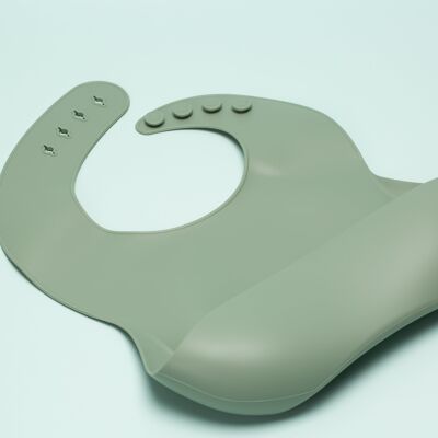 the SCOOP: silicone bib in OLIVE