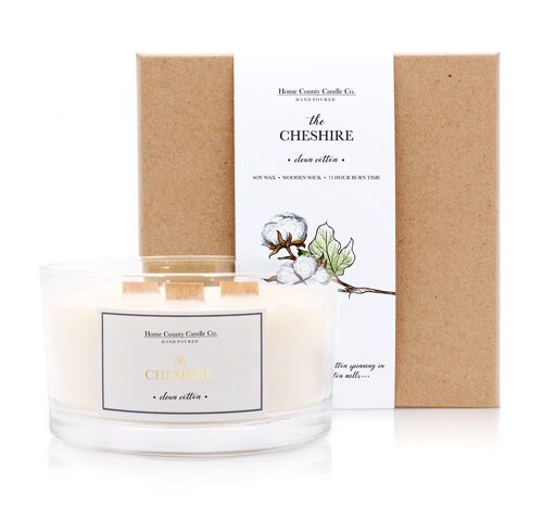 The Cheshire - Clean Cotton 3 Wick Soy Candle