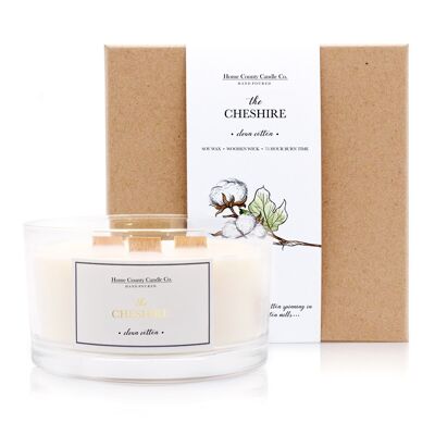 The Cheshire - Candela di soia Clean Cotton 3 stoppini