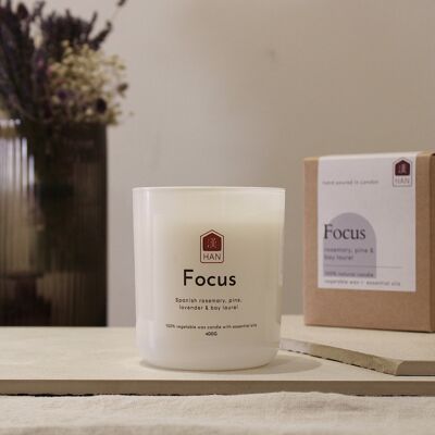 FOCUS: Rosemary and Bay Essential Oil Candle (400g)