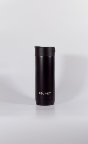 Gobelet de voyage réutilisable de 12 oz - Noir