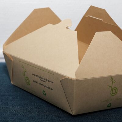 Lunch box in natural bamboo paper - 1490 ml (200 units)