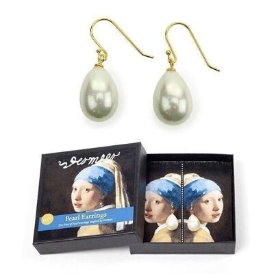 Boucles d'oreilles perle plaqué or, Boucle d'oreille Fille à la perle, Vermeer