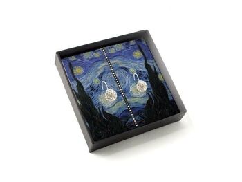 Boucles d'oreilles en plaqué argent avec pierres de cristal scintillantes, Van Gogh, Nuit étoilée 2